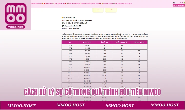 Cách xử lý sự cố trong quá trình rút tiền MMOO